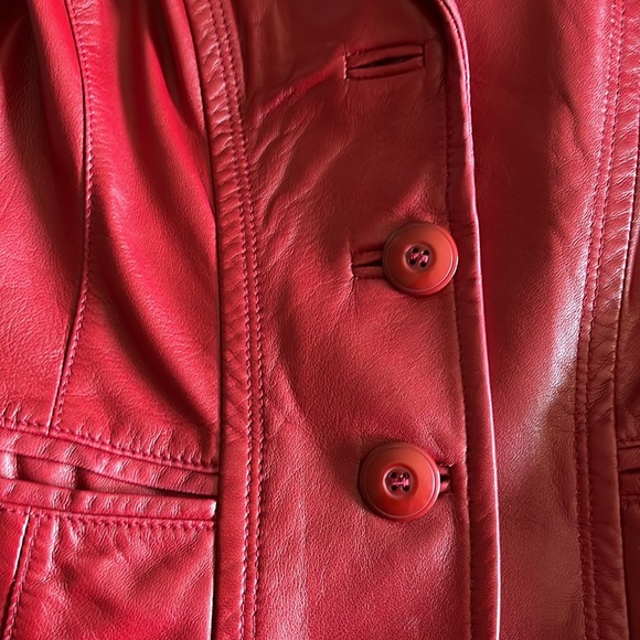 Danier Red Leather Blazer - Picture 4 of 5